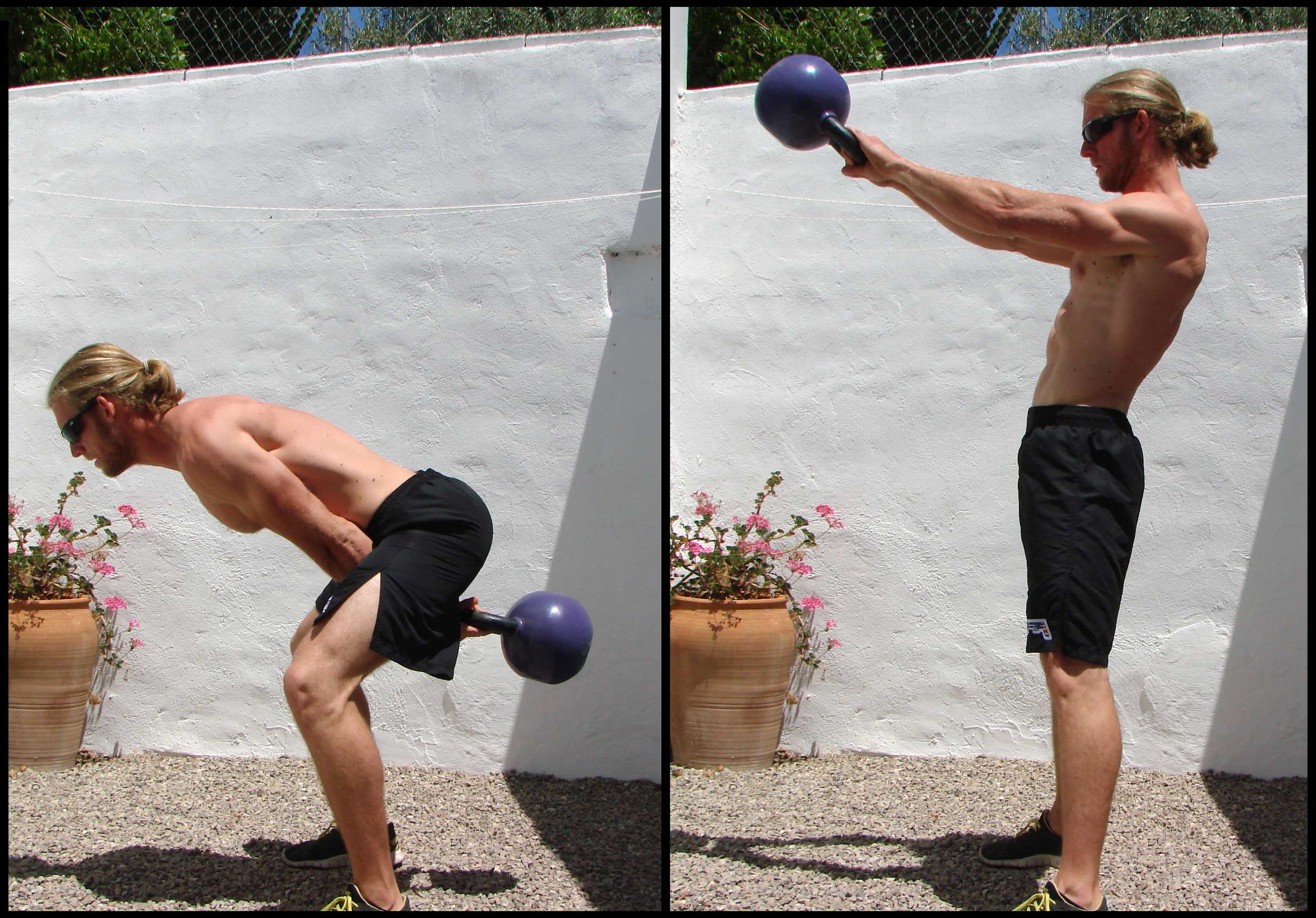 Luke Wills entrenando con kettlebell
